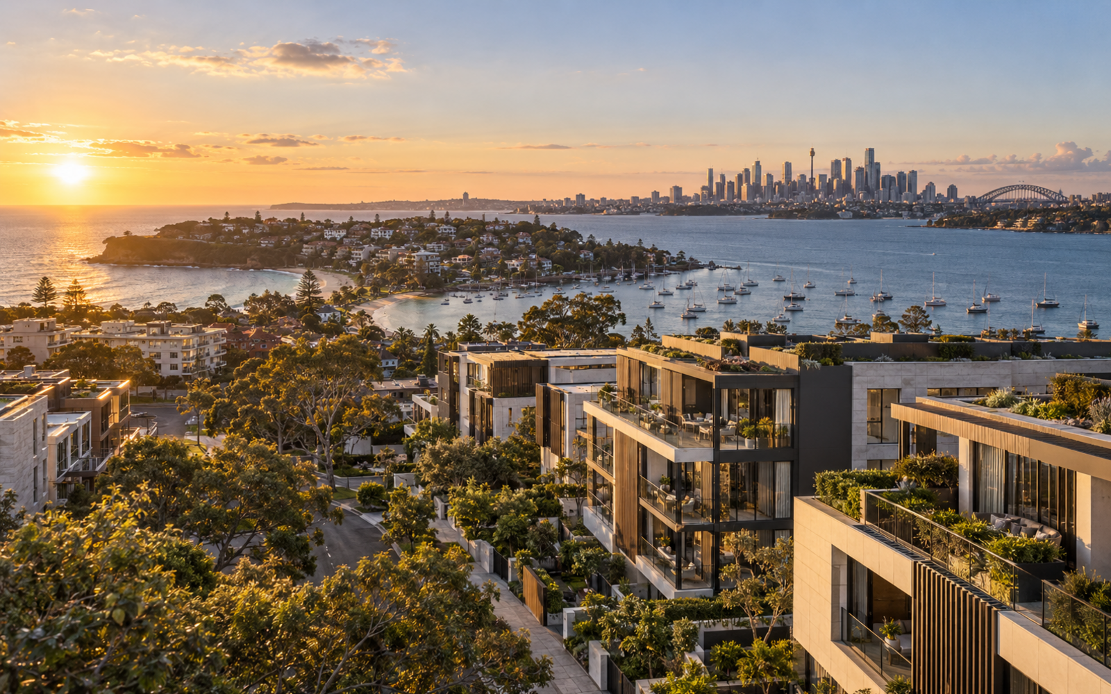Modern Australian residential property at golden hour